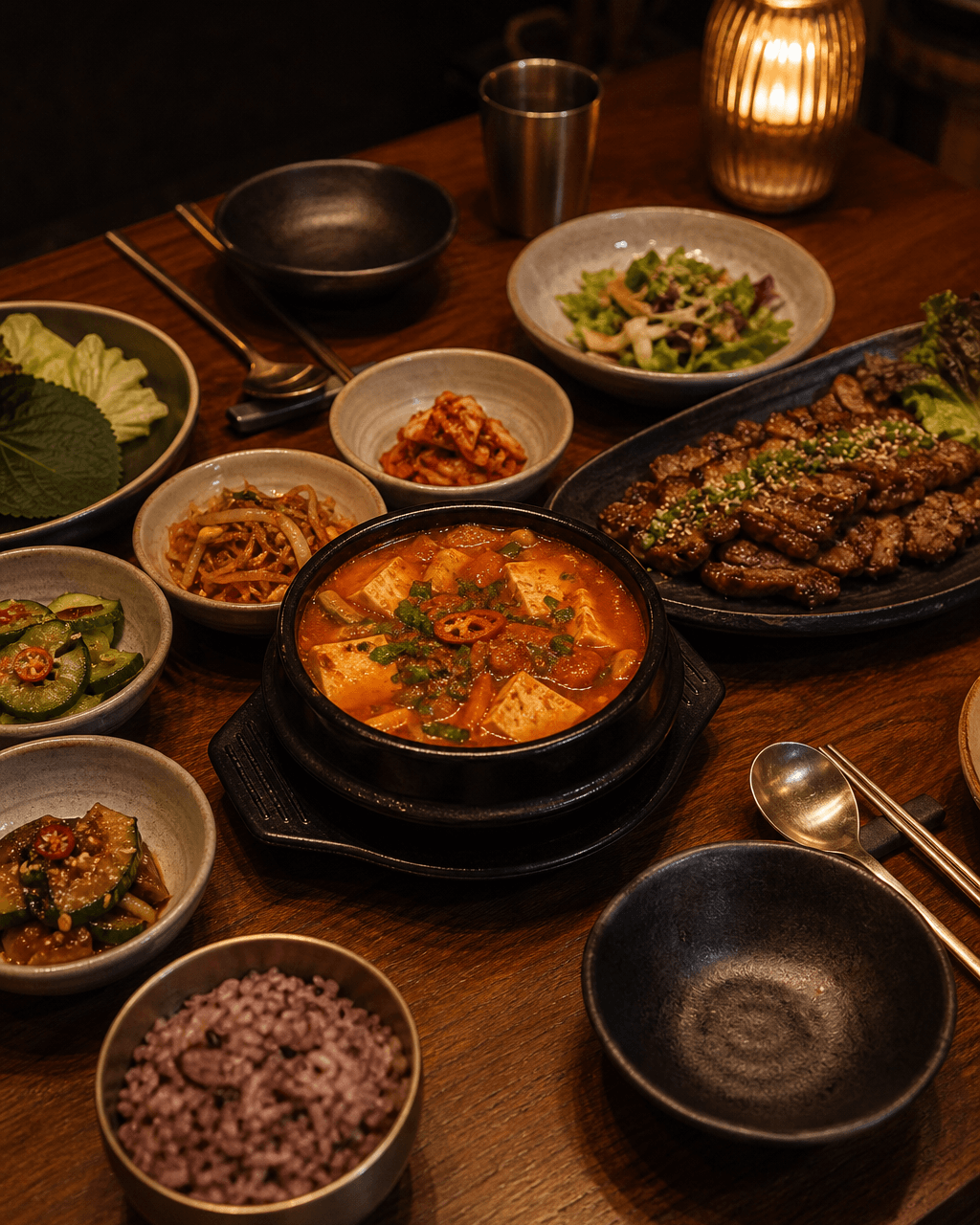 Restaurant table spread