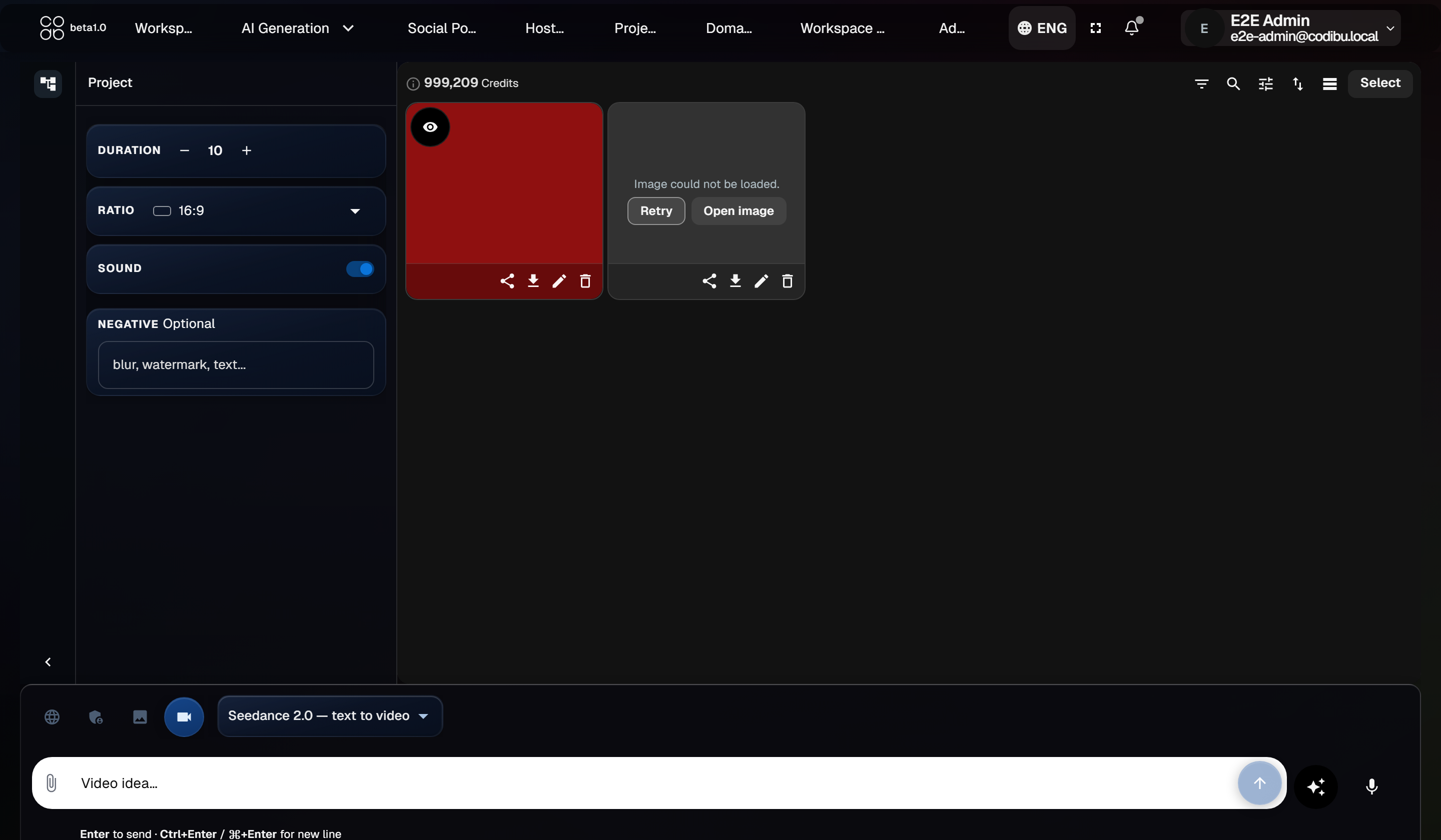 Codibu AI video generator — image-to-video workspace