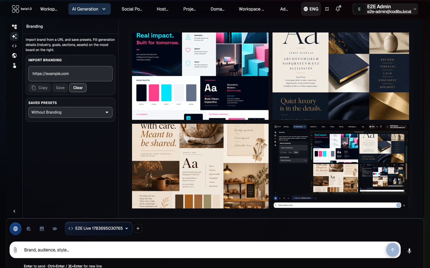 Codibu branding — style directions in the workspace